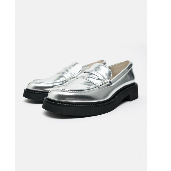 NWT Zara metallic loafers/ 6,5 - Picture 1 of 10